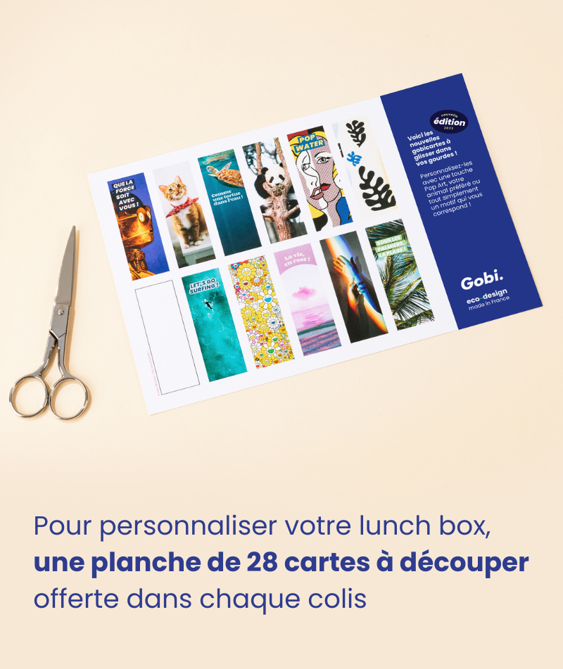 A sheet of cutting cards to personalize your lunch box